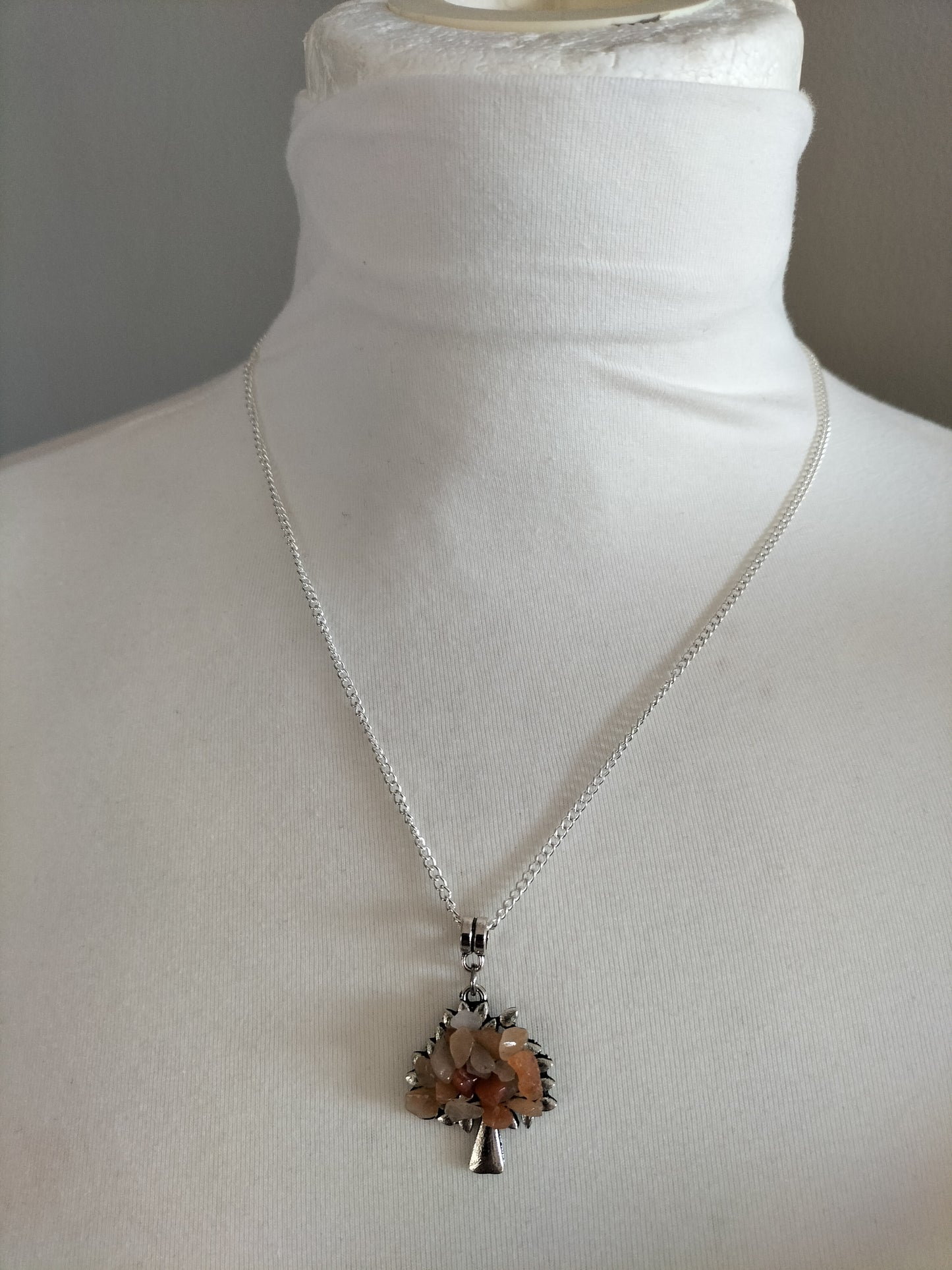 Beautiful silver plated necklace with tree of life gemstones pendant