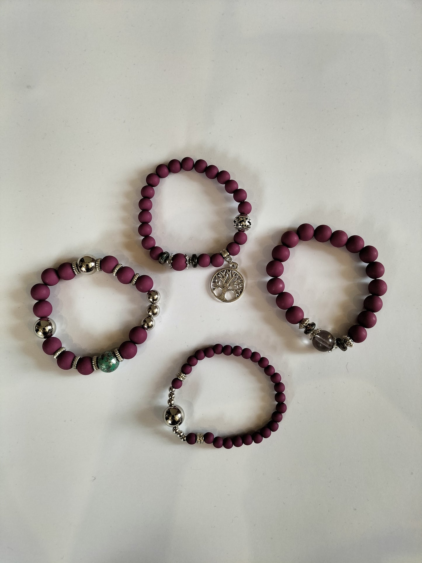 4pcs Trendy Tree Of Life Pendant Bracelets For Men For Daily Decoration