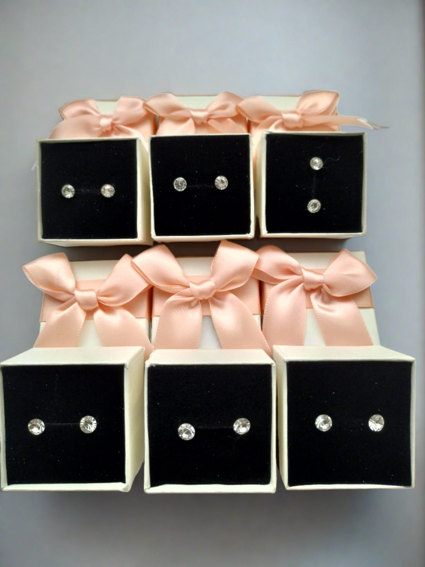 6 Pairs Women's Large Stud Earrings Set Stainless Zircon Silver Plated
