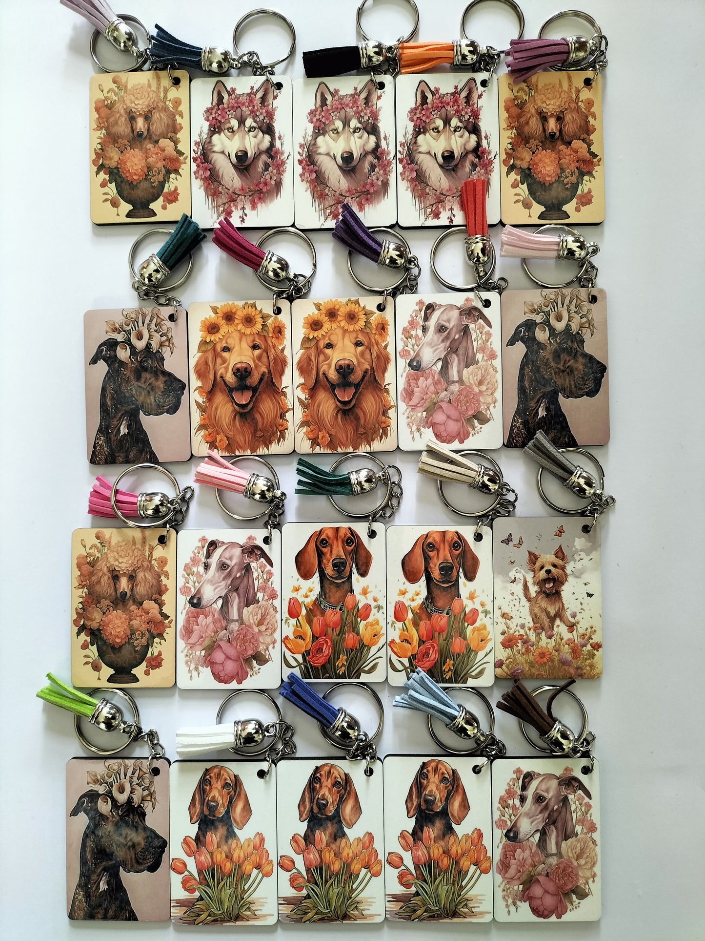 Beautiful MDF Keychain With Gorgeous Dogs Designs On Them
