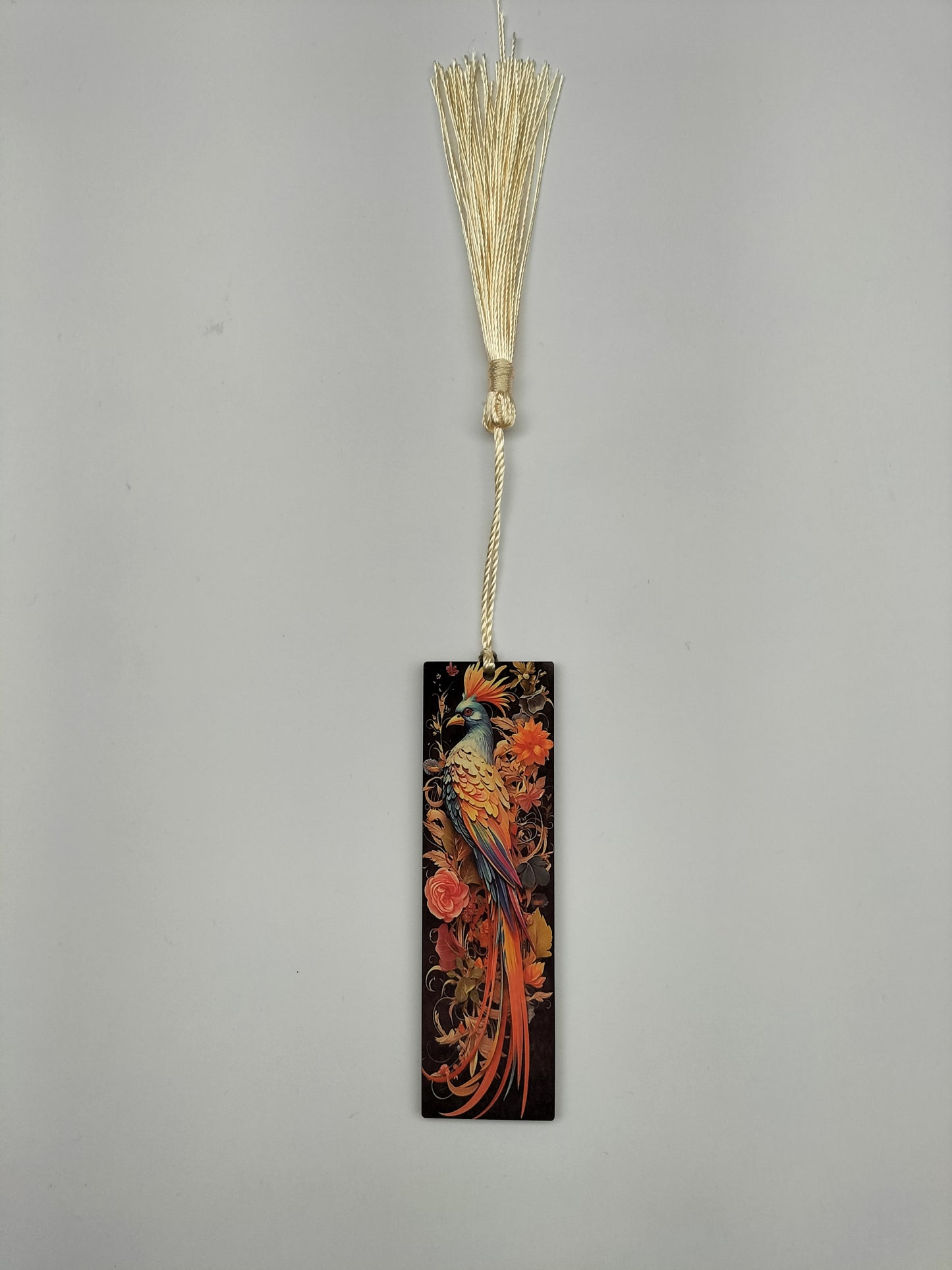 Beautiful Bookmark -Peacock and Blossom Floral Design