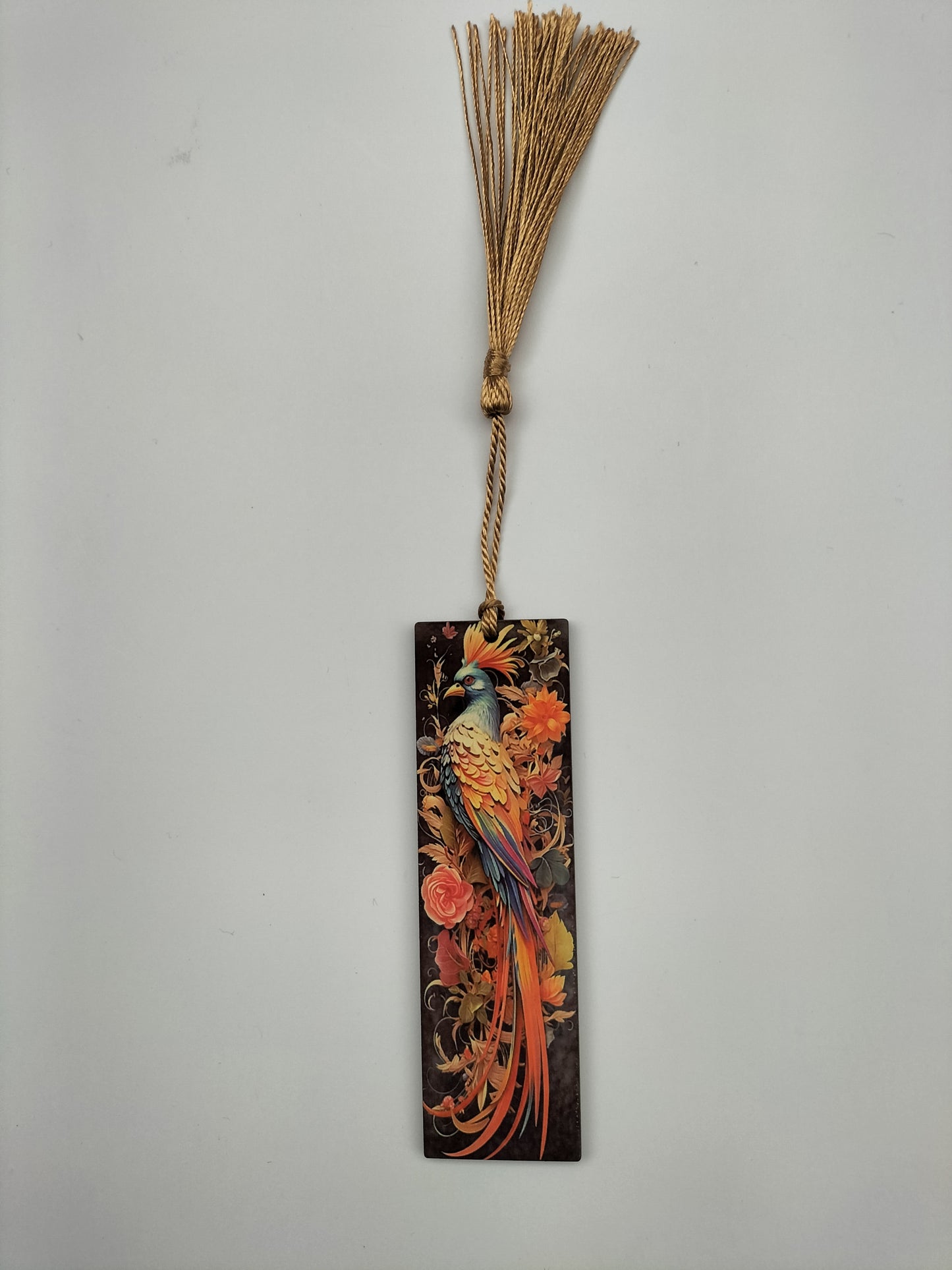 Beautiful Bookmark -Peacock and Blossom Floral Design