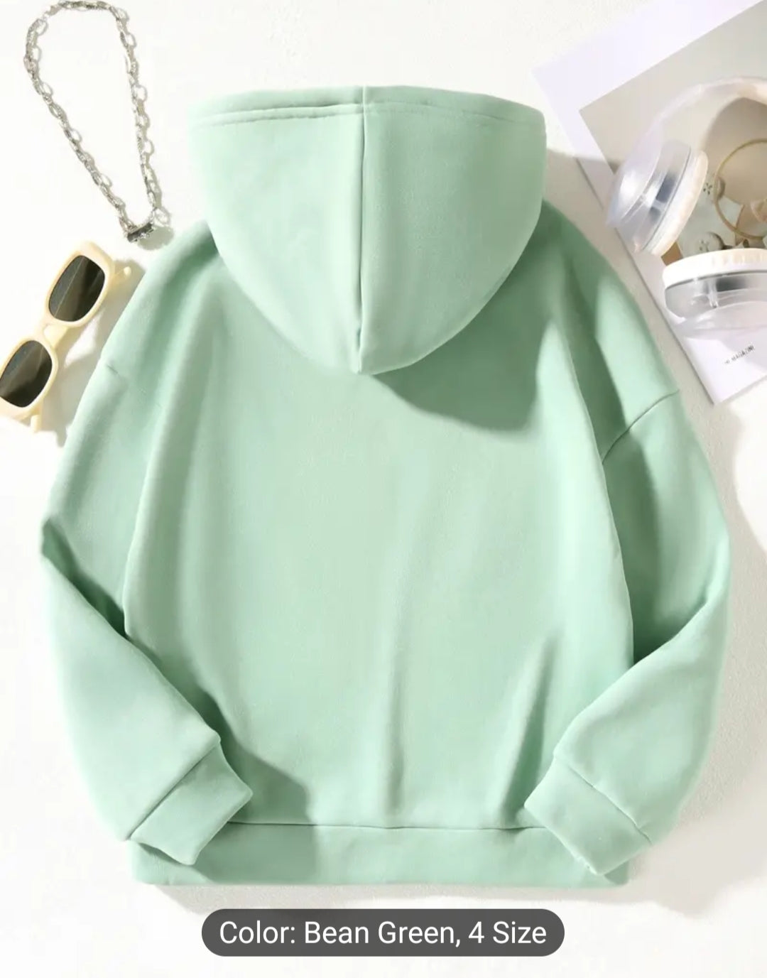 Toddler Girls Hooded Sweatshirt Fashion Butterfly Letter Print Everyday Long Sleeve Plus Fleece Sport Bean Green 13-14 Years Old