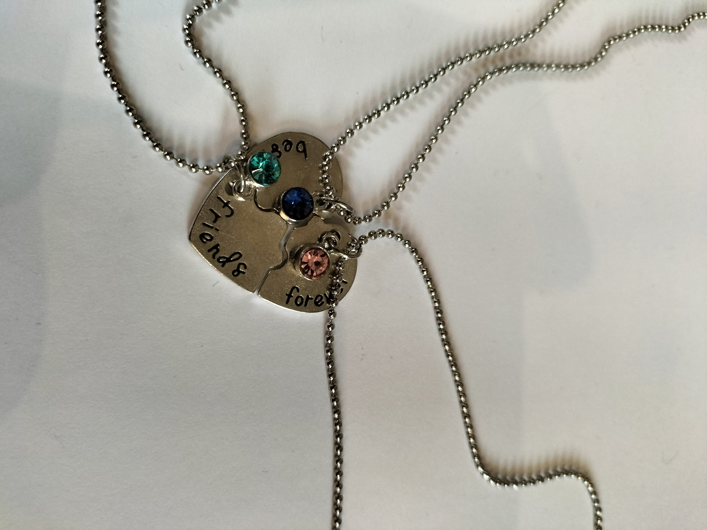 Best Friends Stainless Steel Trio Necklace Set With Crystals