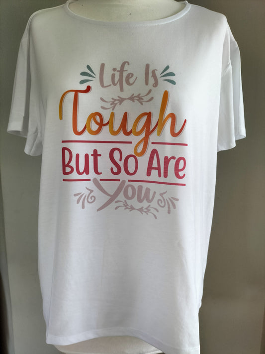 Beautiful women's T-short 65% polyester and 35% cotton with stunning  text design Crafted