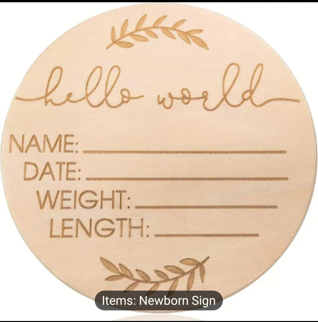 Jungle Animals Newburn Milestone Wooden Announcement Name Sigh Hello World 1 PC   Wooden Announcement  Birth Sigh 1 PC