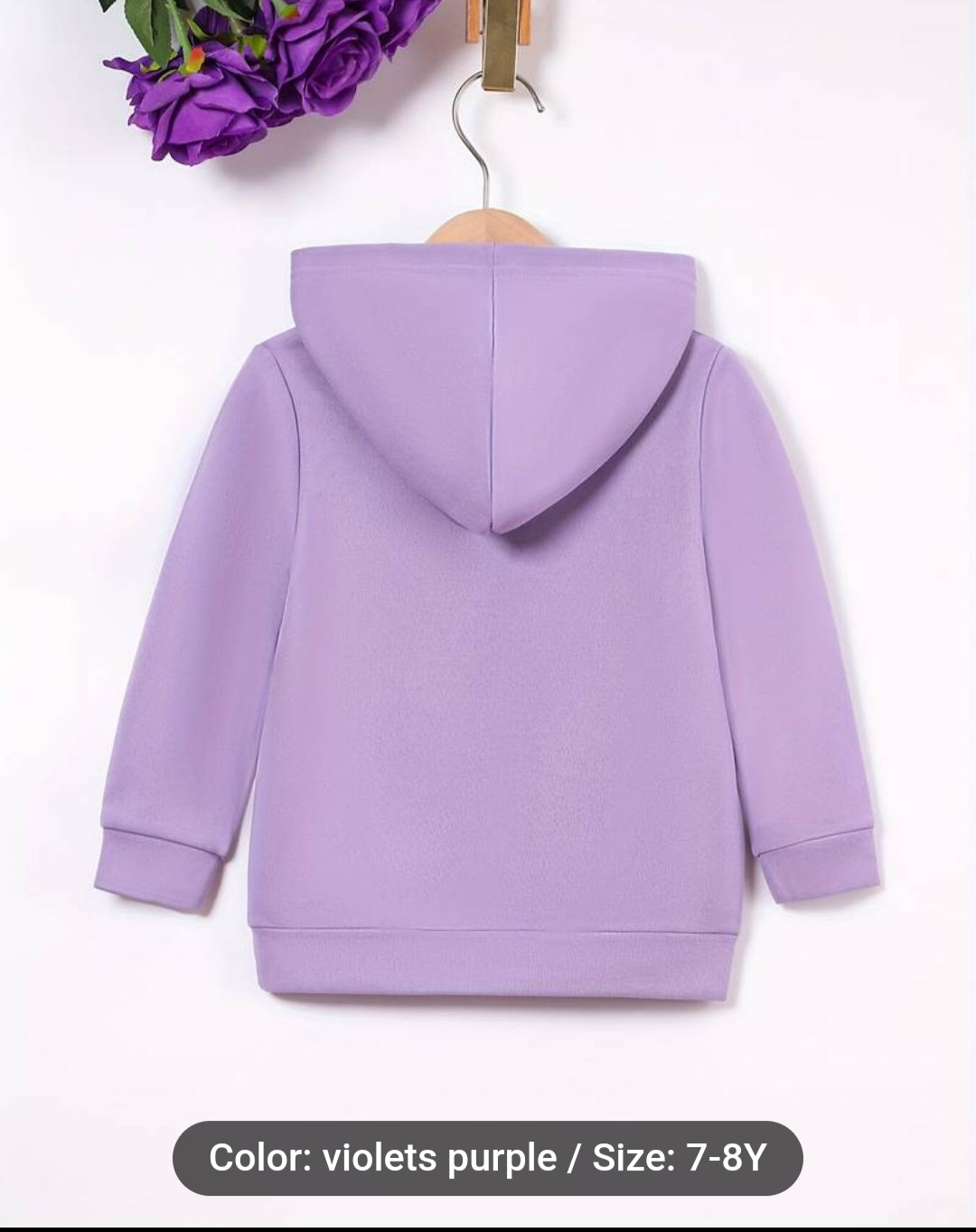 Daisy & Butterfly Casual Graphic Hoodies Long Sleeve Trendy Sweatshirt Top Violet Purple 7 Years Old