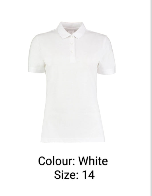 Women's Slim Fit Polo Shirt A modern slim fit of traditional and extremely popular classic white polo made from 65% Polyester  355 Cotton comes in 2 sizes