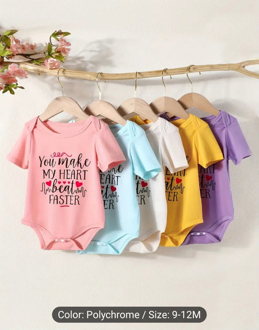 Girl's 9-12  Month's Print Body  Suit Comfy Short Sleeve Onesie