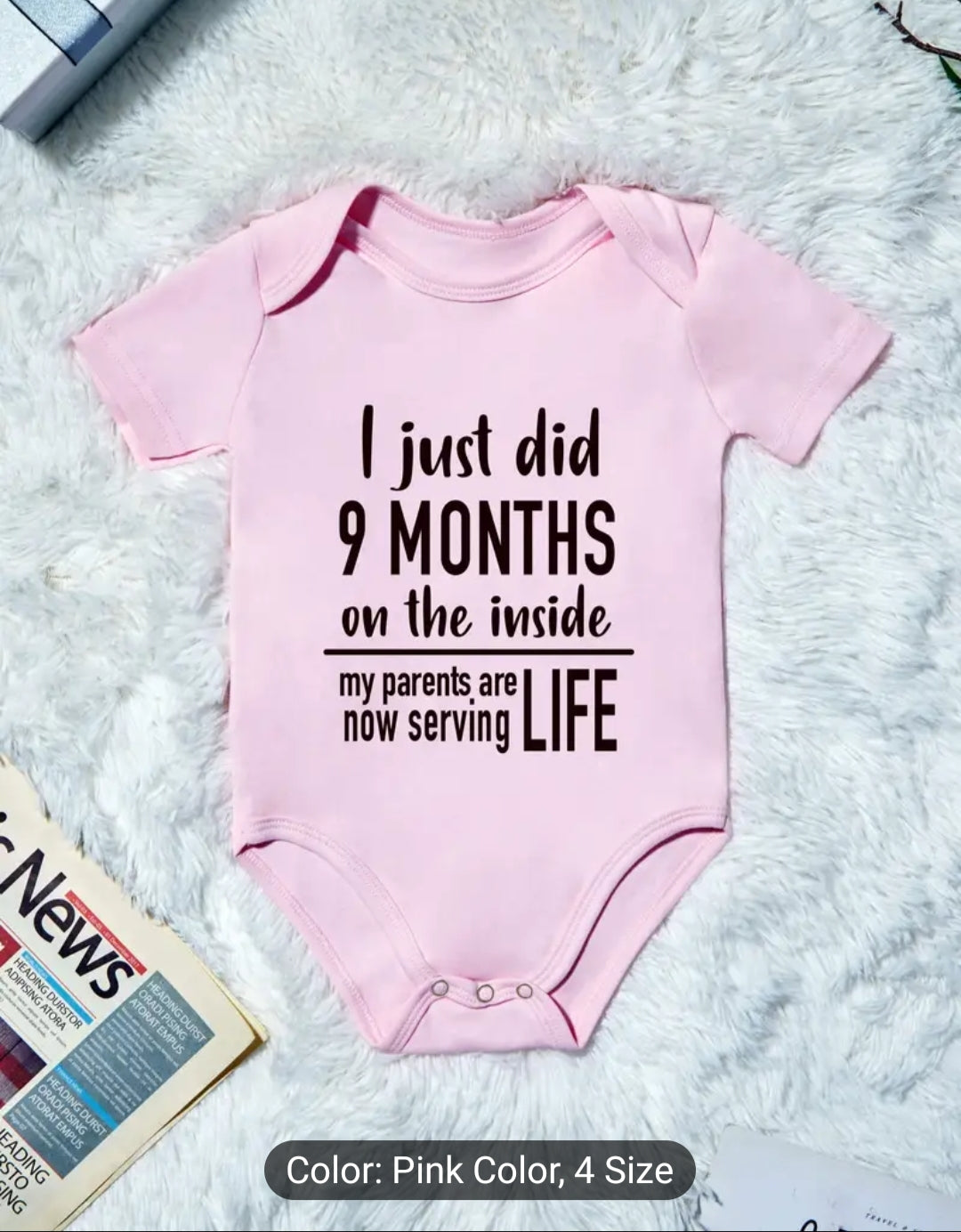 Baby Boy & Girl's 9 Month's Print Body  Suit Comfy Short Sleeve Onesie